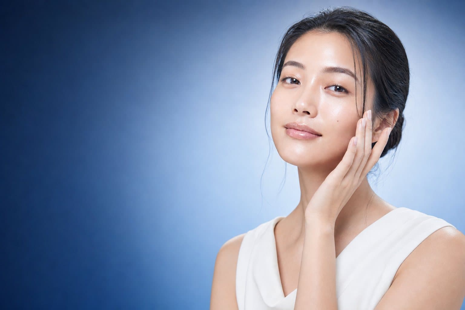 A woman with healthy, radiant skin